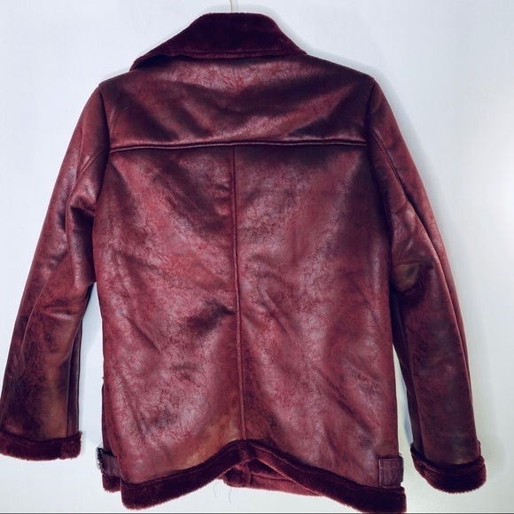 Merlot Aviator Moto Jacket Liola Italian Fashion - Picture 12 of 13